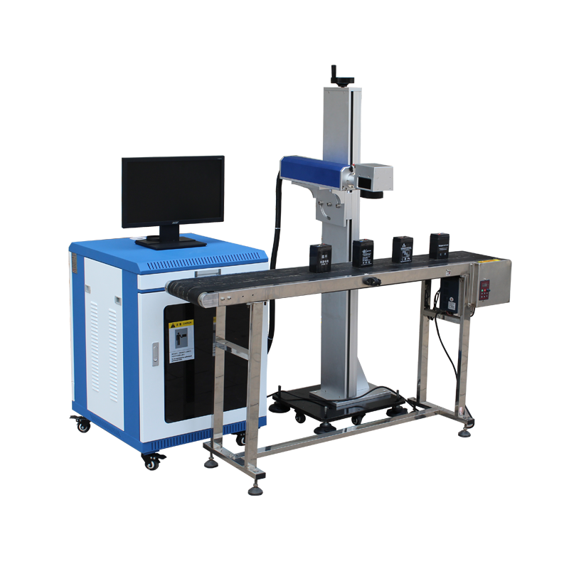 Flying Online Metal Fiber Laser Marking Machine with Conveyer Table